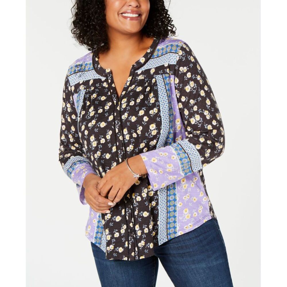 Style & Co Plus Size Mixed Floral Print Top